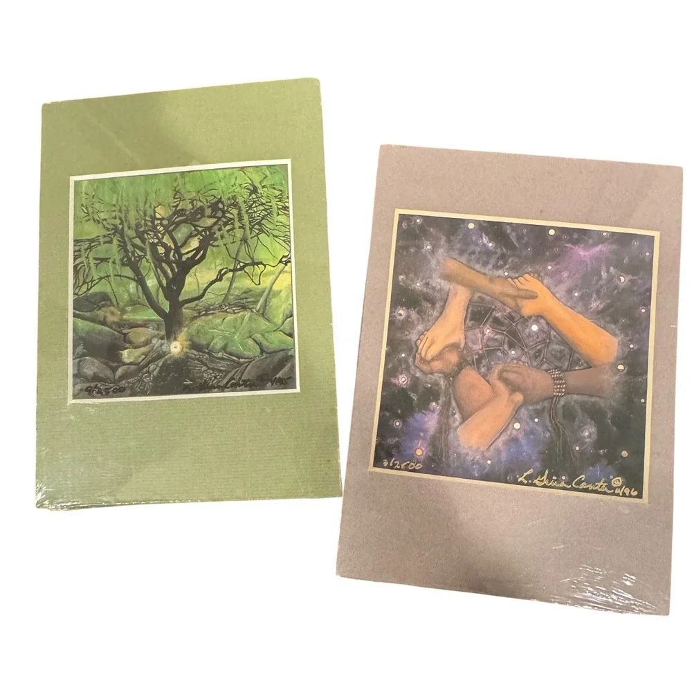 New Sealed Handpainted Prints Tree and Galactic Arm in Arm Friendship